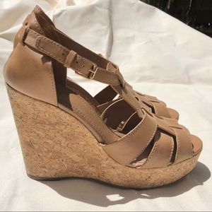 Tory Burch Wendelle Leather Cork Wedge Sandals Women’s Size 11